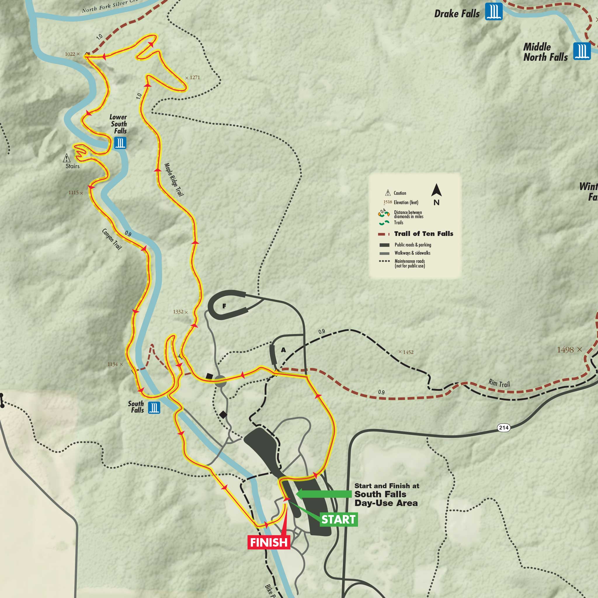 Silver Falls Trail Runs Courses 5K Map